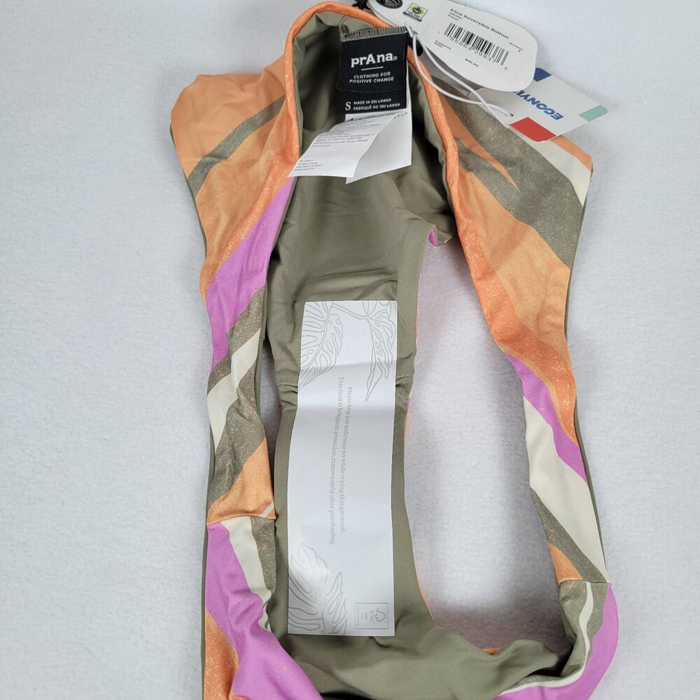 Prana Womens Elina Stripe Reversible Swim Bikini Bottom Size Small Orange Hi-Cut - Picture 3 of 10